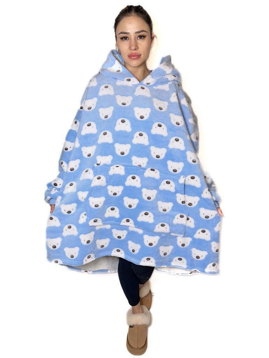 Hooded Blanket Soft Cozy Warm Fleece Wearable Oversize Blanket Hoodie