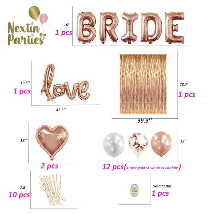 Bridal Shower Decorations Rose Gold Bride Balloon Bachelorette Party Wedding