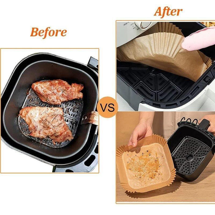 200x Air Fryer Liners Square Disposable Cooking Baking Paper Non-Stick Parchment