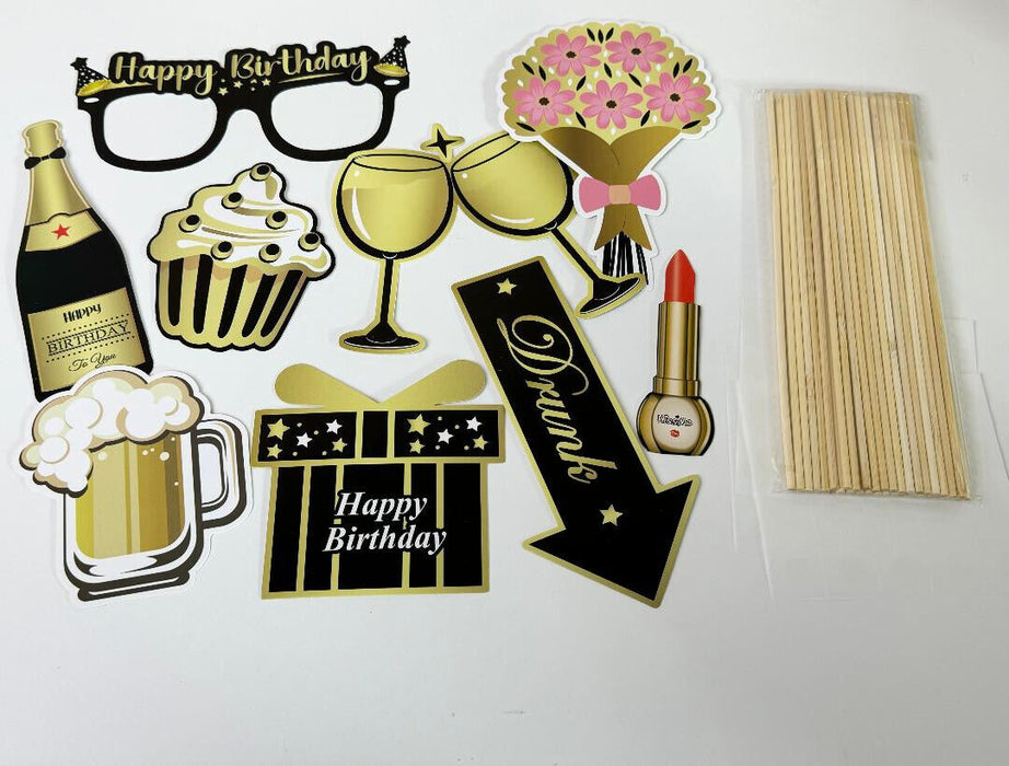 50th Birthday Photo Booth Props Funny Party Supplies Decorations 34pc Gold Black