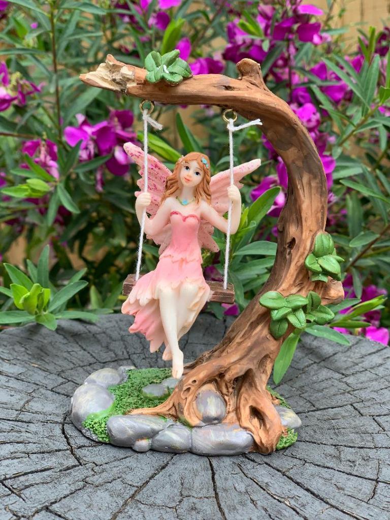 Fairy on Tree Swing Garden Décor Accessories Figurine Fairies Angel Ornaments