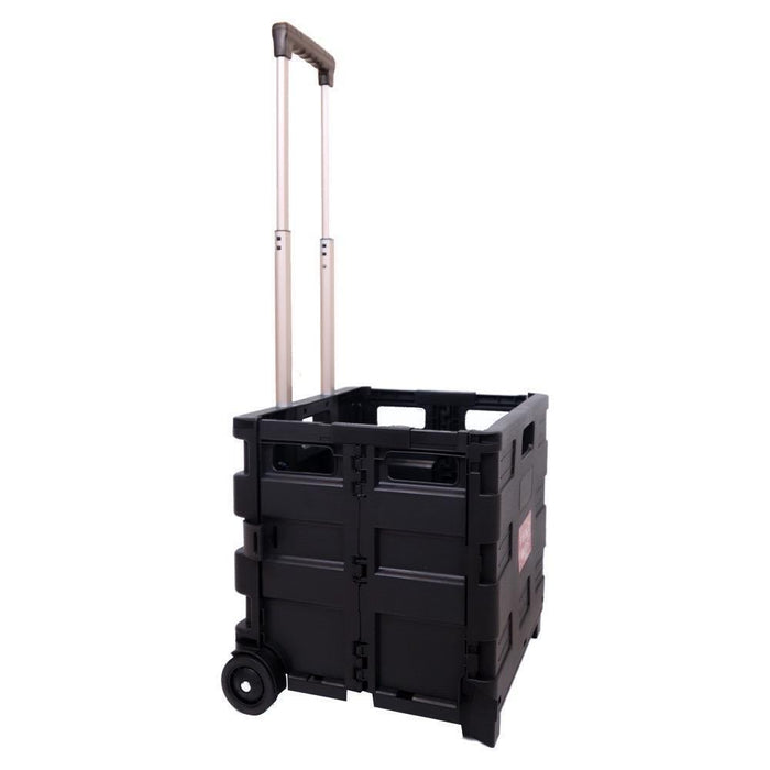 Foldable Shopping Trolley Box Portable Plastic Folding Grocery Cart with Wheels