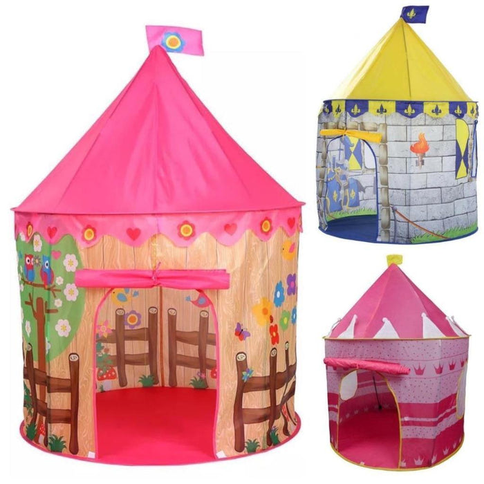 Kids Playhouse Play tent Blue Pink Pop Up Castle Princess Girl Boy Indoor