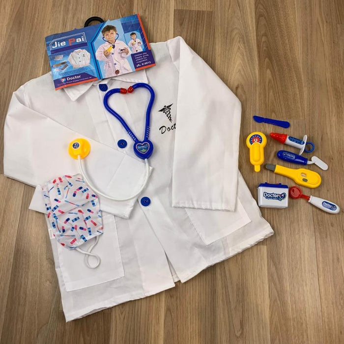 Kids Costume Set Doctor White Role Play Set Halloween Cosplay Party 3-6 years