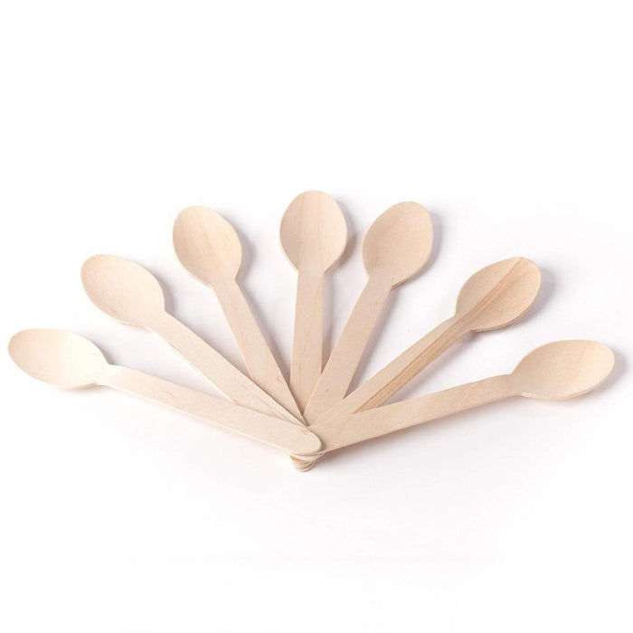 Wooden Cutlery Disposable Small Teaspoons Taster Spoons Bamboo Wood Party Bulk