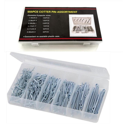 Cotter Pin Assortment Zinc Split Pin Clips Straight Lock Pins Spring Kit 550pcs