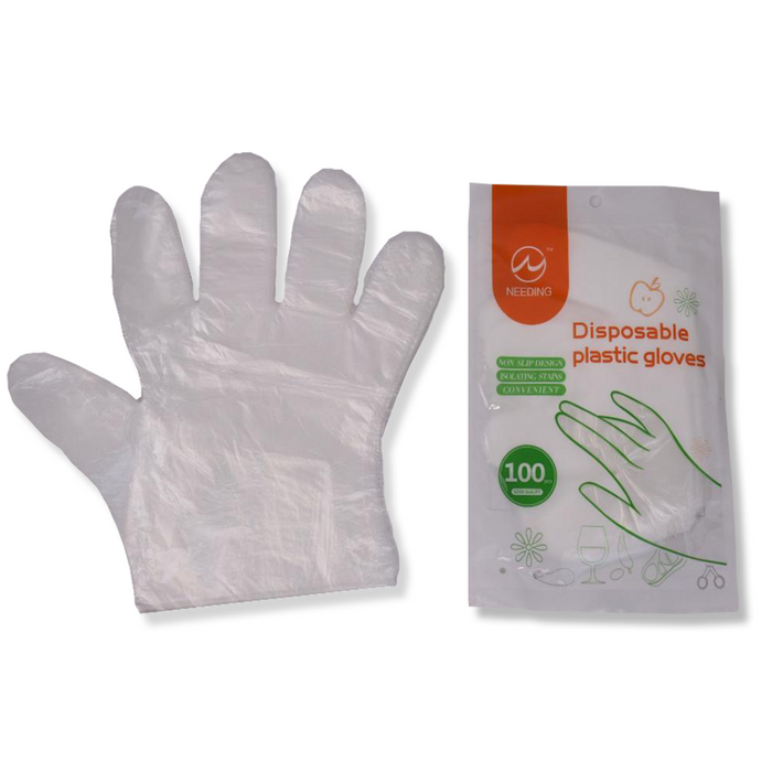 Disposable Plastic Gloves Clear Transparent Glove Catering One Size Bulk