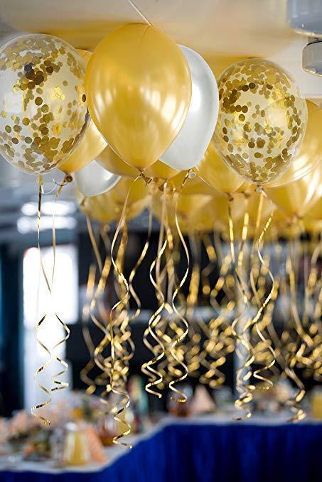 Gold White Balloon Confetti Balloons Set Party Decorations Wedding Birthday