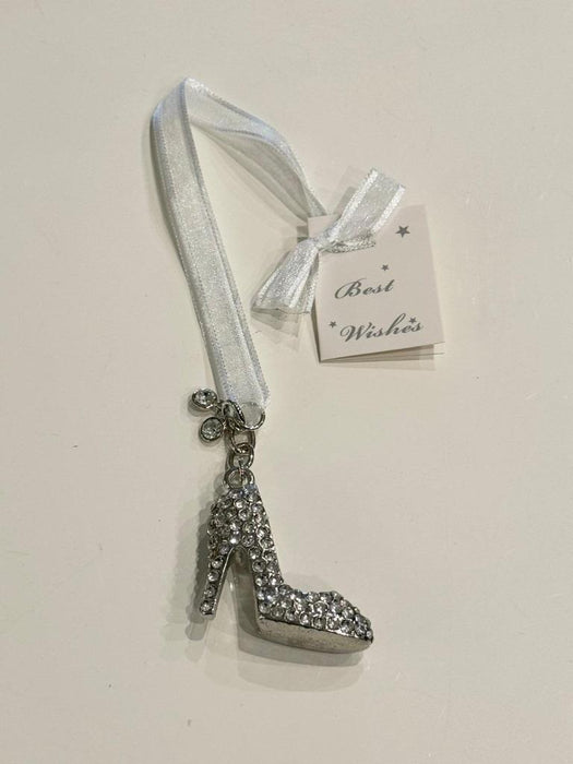 Wedding Bridal Charms Good Luck Charm Diamante Silver Cinderella Shoes Charm