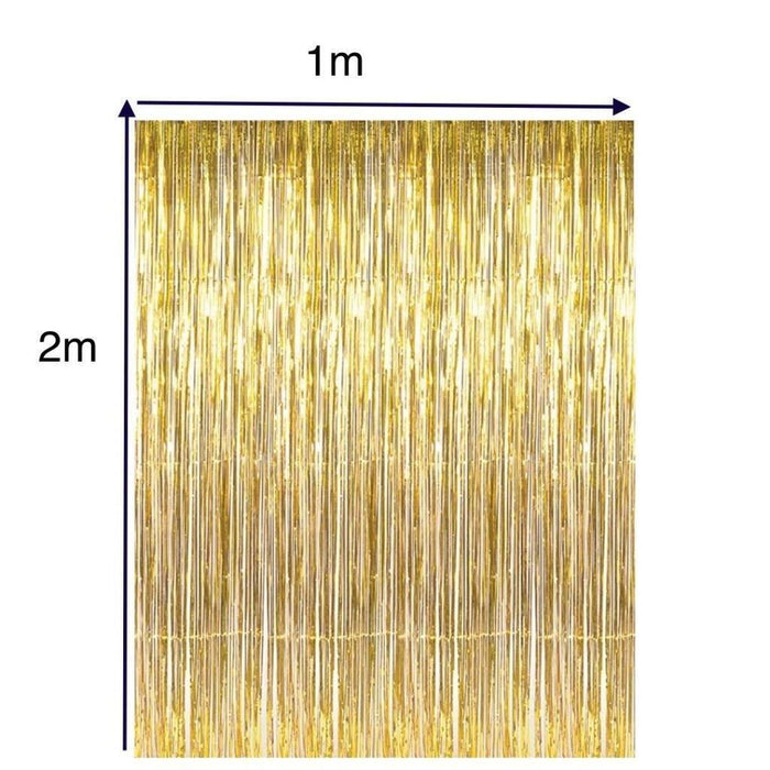 6x Foil Metallic Fringe Tinsel Curtain Gold Backdrop Door Party Decorations 1x2m