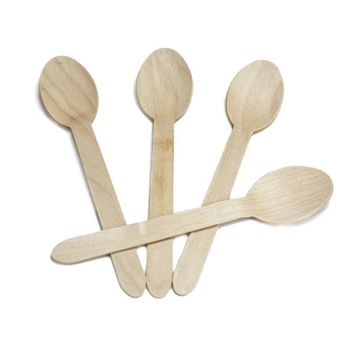 Wooden Cutlery Disposable Small Teaspoons Taster Spoons Bamboo Wood Party Bulk