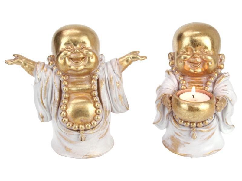 Laughing Buddha Statue Happy Money Lucky Fengshui Home Decor Figurine Set of 2