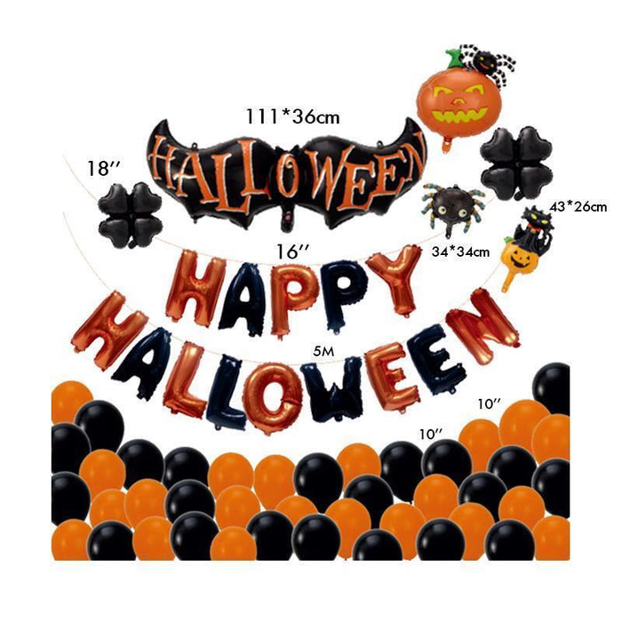 Happy Halloween Balloon Kit Spider Bat Pumpkin Halloween Party Decorations 66pcs