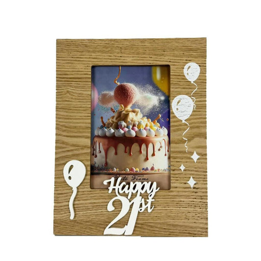 21st Birthday Photo Frame Twenty First Birthday Gift Wooden Brown color