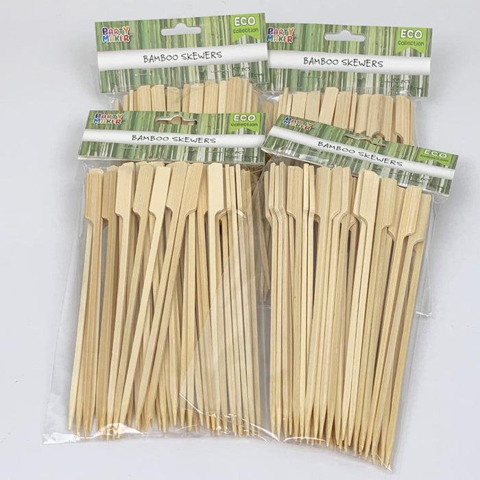 200x Bamboo Paddle Skewers BBQ Sticks Wooden Picks Fruit Kebab Cocktail 18cm