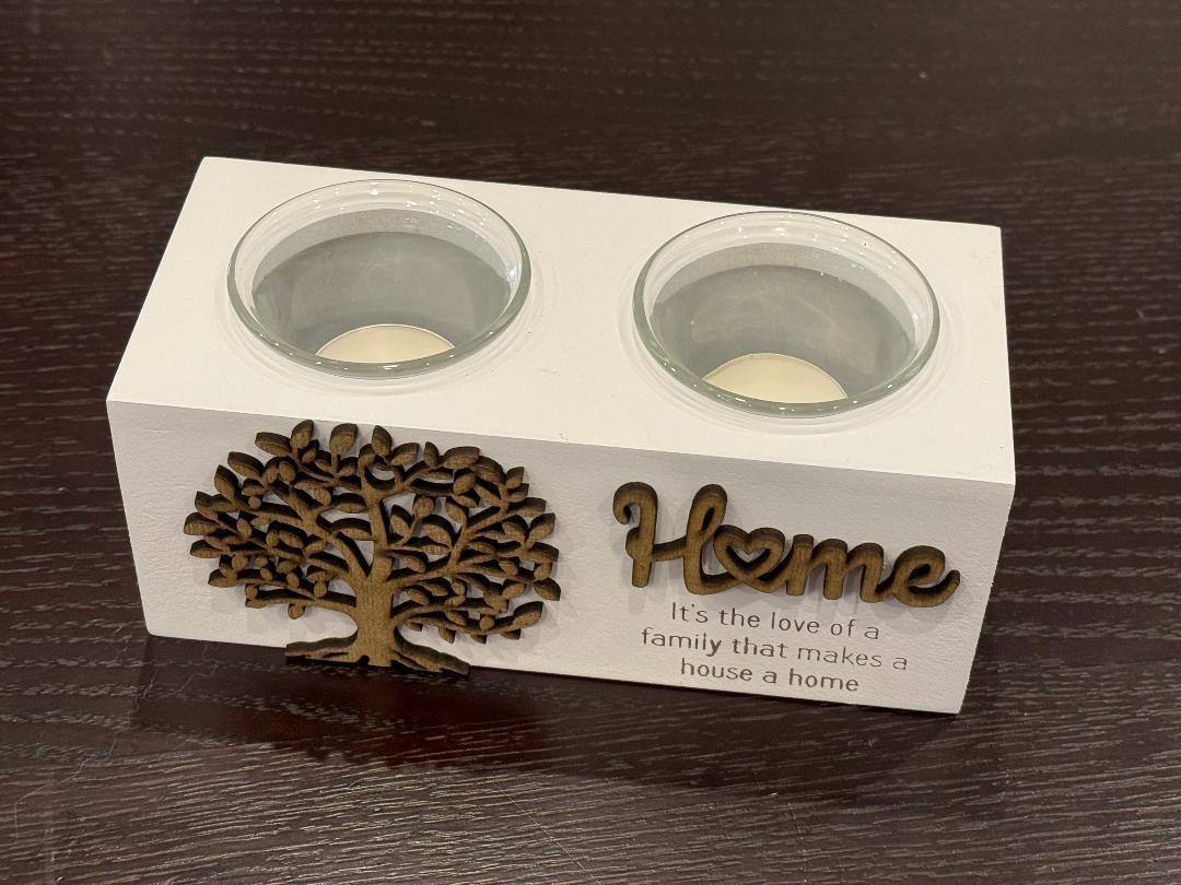 Twin Tealight Holder Family Home Candle Holder Tea Light Centerpiece Candlescape