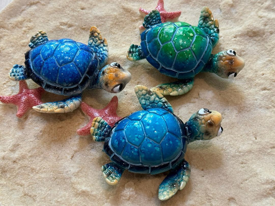 Sea Turtle Figurine Statue Turtles Fridge Magnet Garden Ornament 7.5cm set of 3