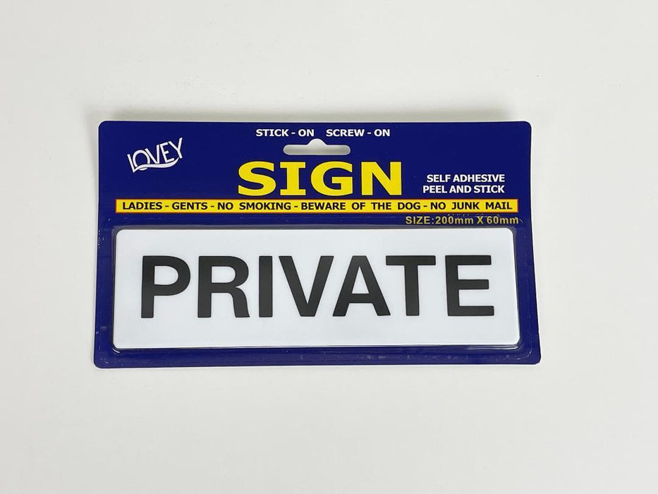 Private Sign with Self Adhesive White No Parking Plaque Sticker Shop Office