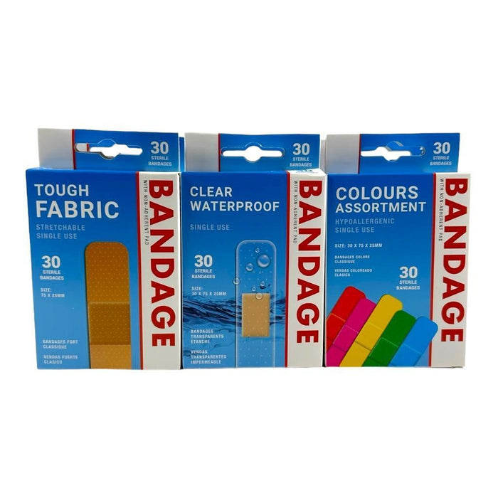 120 Mixed Band Aids for Wound & Cuts - Tough Fabric Waterproof Medical Health