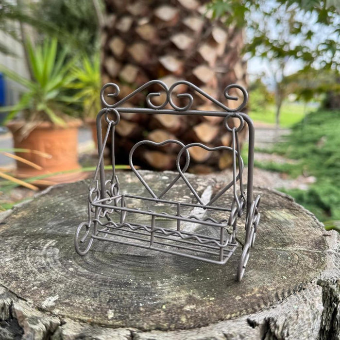 2x Iron Swing Chair Pewter Garden Dollhouse Miniature Fairy Garden Accessories