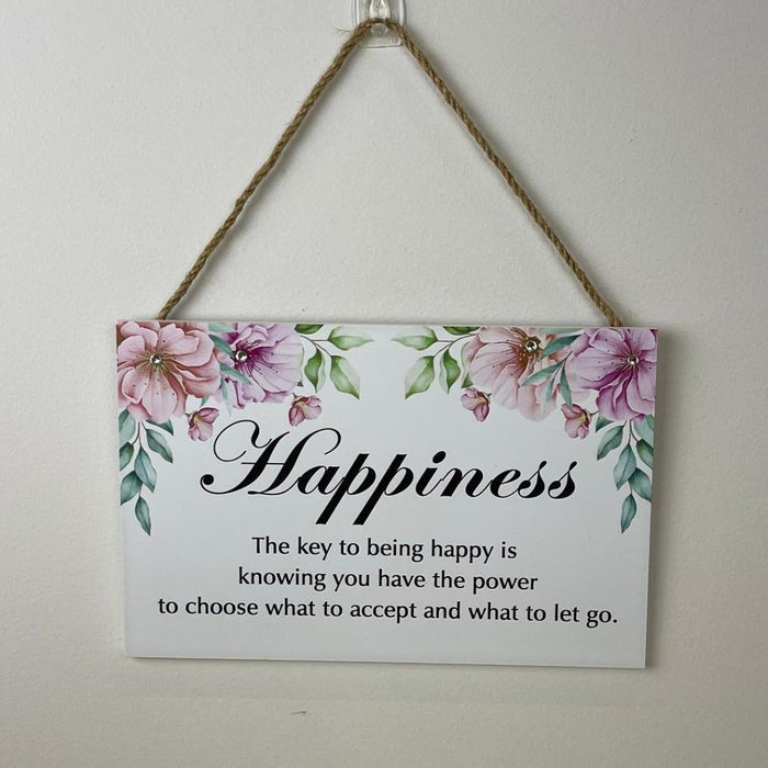 'Happiness' Wooden Home Sign Hanging Wall Decor Signs Country Sign Great Gift