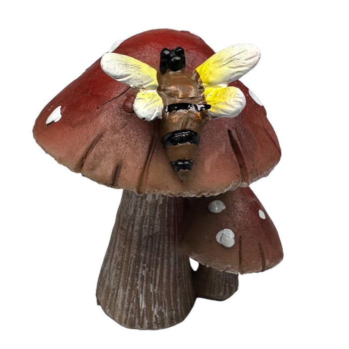 Miniature Fairy Garden Double Mushroom with Butterfly Dragonfly Ladybug or Bee