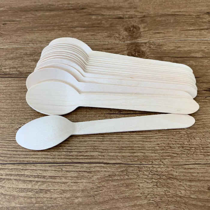 300x Wooden Spoons Wooden Cutlery Disposable Party Spoon Eco Friendly Bulk 16cm