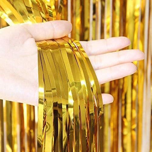 4x Foil Metallic Fringe Tinsel Curtain Gold Backdrop Door Party Decorations 1x2m