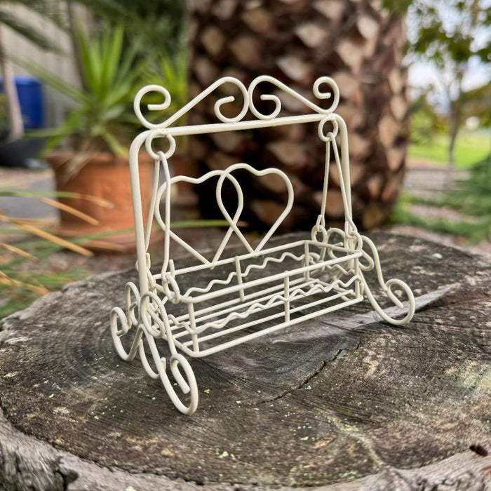 2x Iron Swing Chair White Garden Dollhouse Miniature Fairy Garden Accessories