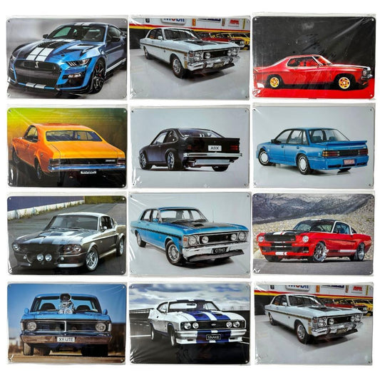 Metal Car Signs Vintage Look Retro Wall Decor Pub Ford Holden Mustang