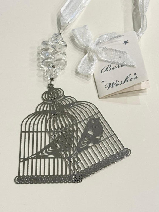 Wedding Bridal Charms Good Luck Charm Diamante Silver Bird Cage Charm