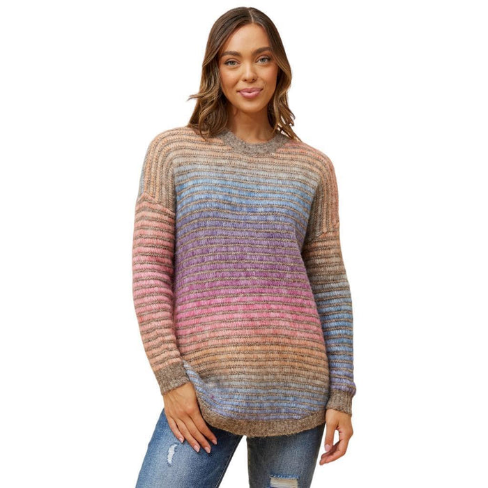 Caroline Morgan Women Jumper Top Knitwear Winter Colourful Sweater Pullover