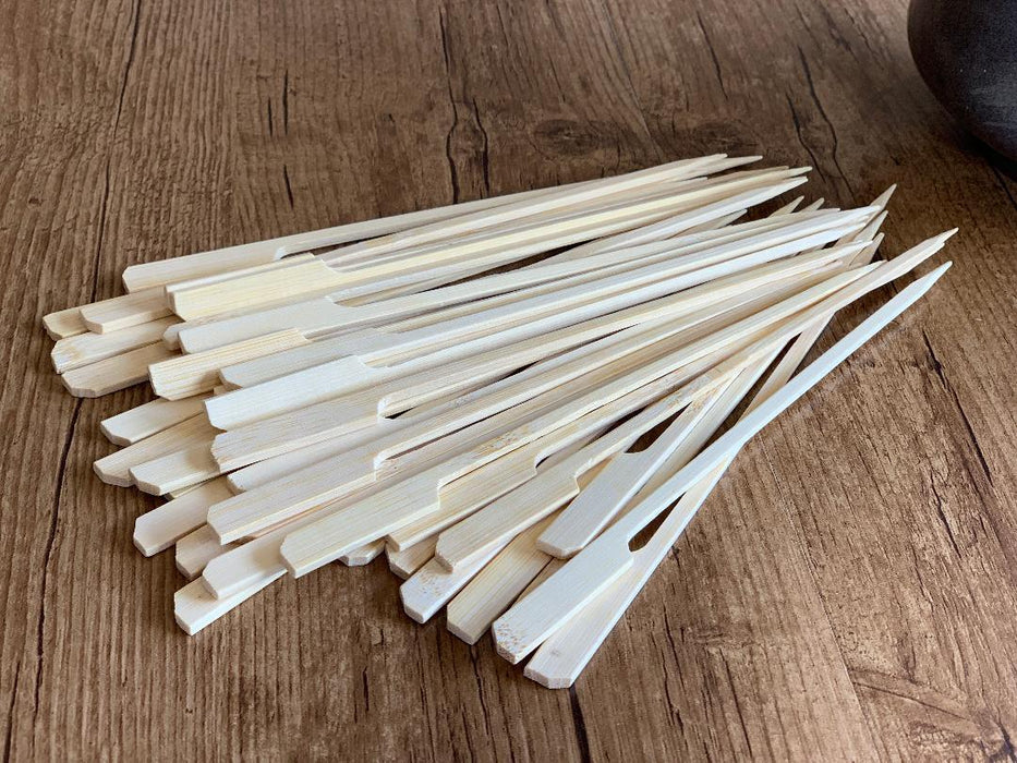 200x Bamboo Paddle Skewers BBQ Sticks Wooden Picks Fruit Kebab Cocktail 18cm