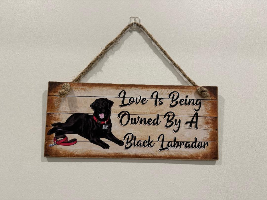 Black Labrador Dog Sign Wall Hanging Dogs Sign Wooden MDF Home Decor 30cm