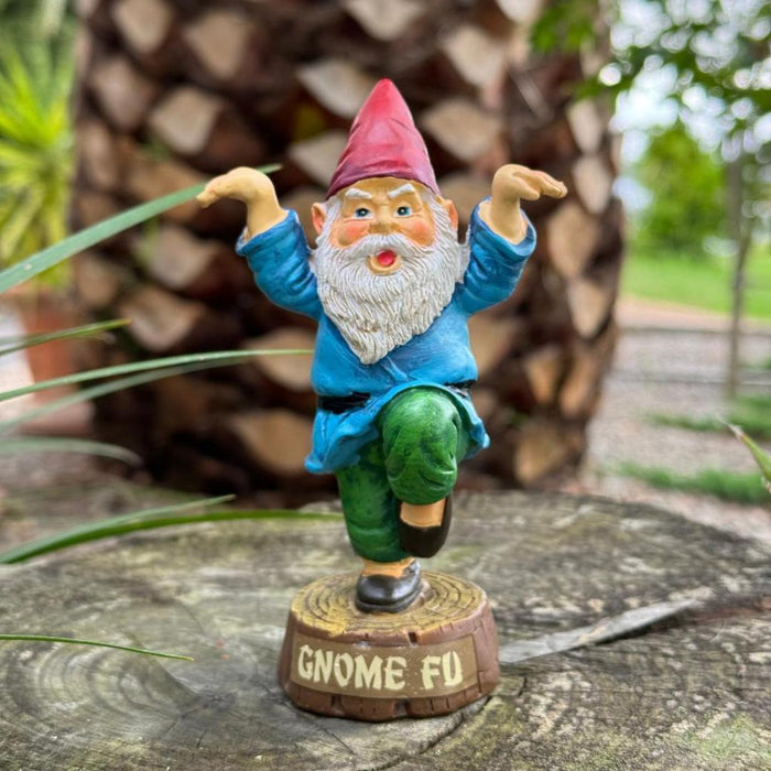 Garden Gnomes Statue Kung Fu Gnome Crazy Funny Gnome Garden Décor Ornament 14cm