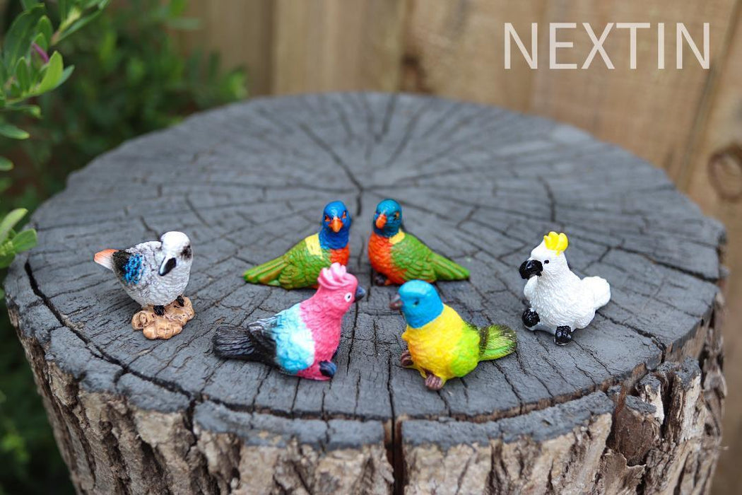 Miniature Bird Decorative Figurines Mini Rainbow lorikeet Birds Fairy Garden 6pc