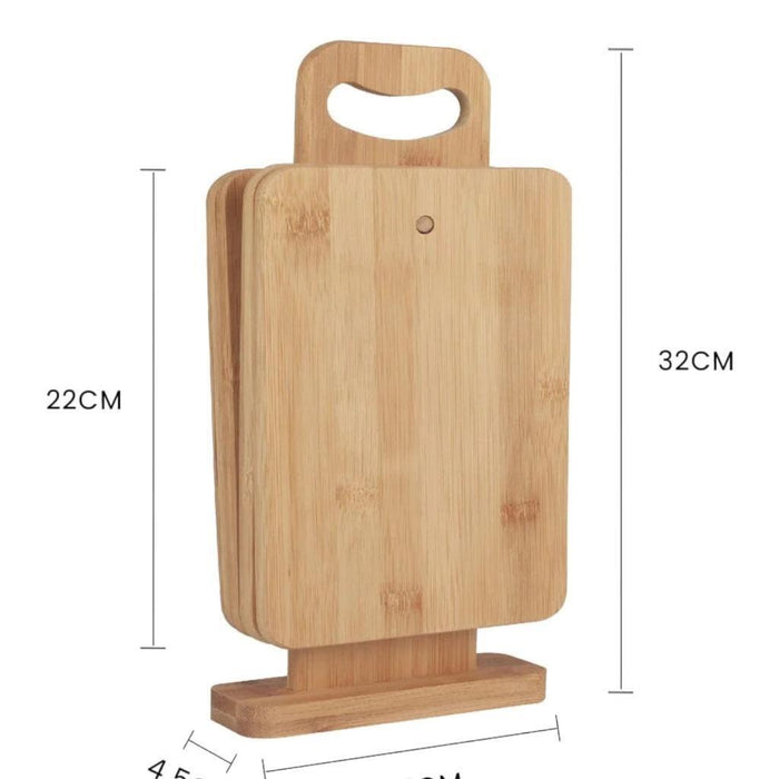 4 Piece Chopping Block Set With Display Serving Cutting Chopping Boards & Knives