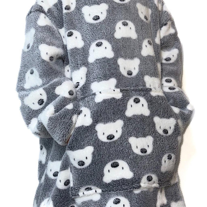 Hooded Blanket Soft Cozy Warm Fleece Wearable Kids Blanket Hoodie Blue Bear