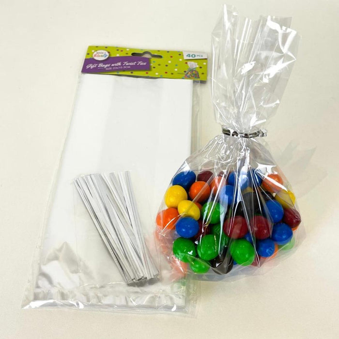 Lolly Bags with Twist Ties Party Favour Cookie Candy Treat Plastic Gift Bags