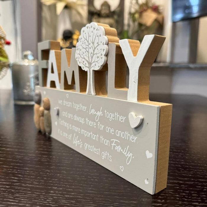 Family Table Sign Plaque Wood Home Signs Tree of Life Table Centerpiece 24cm