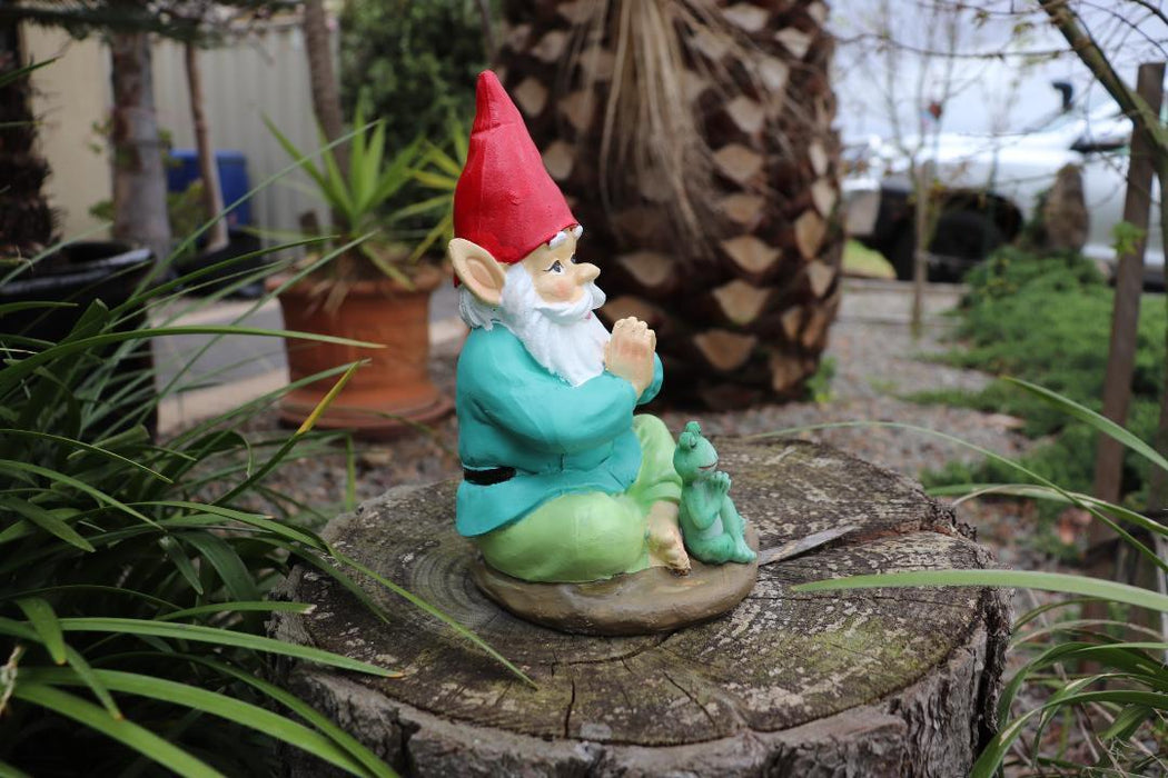 Garden Gnomes Statue Yoga Gnome & Frog Meditation Fairy Garden Décor Figurine