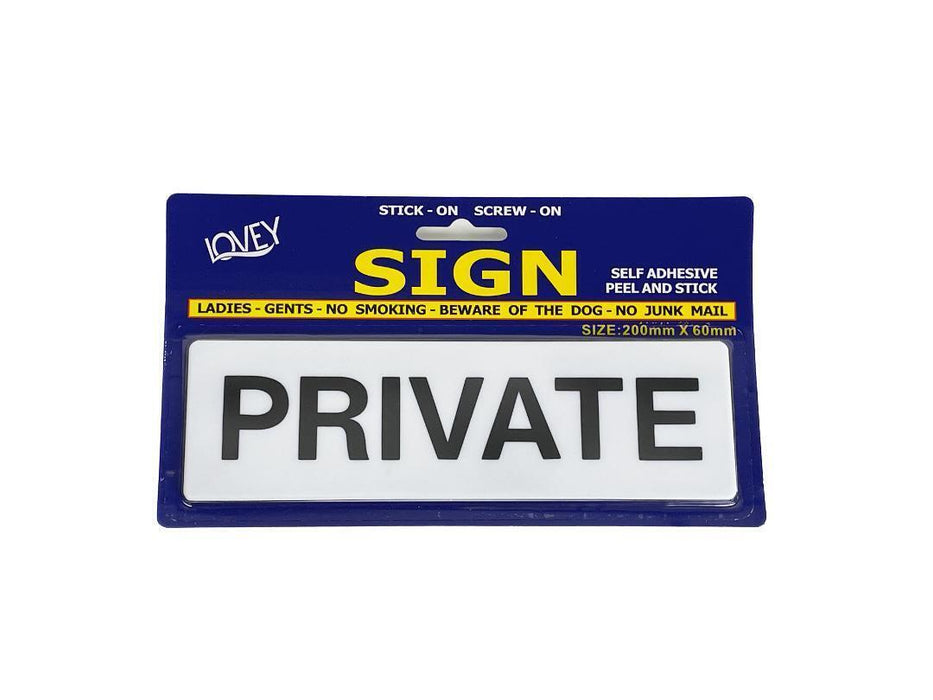 Private Sign with Self Adhesive White No Parking Plaque Sticker Shop Office