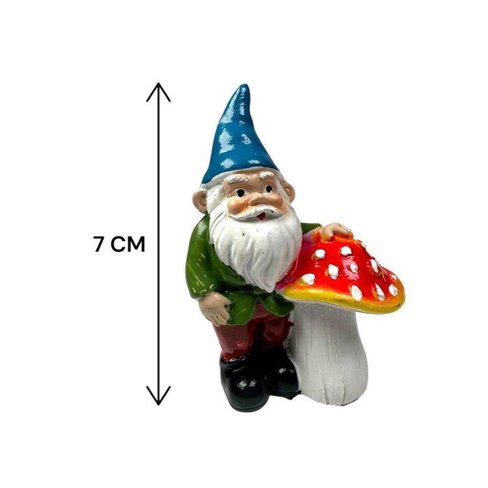 7cm Garden Gnomes With Mushroom Statue Figurine Fairy Garden Accessories 3pcs