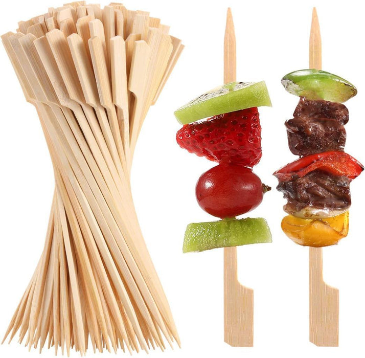 600x Bamboo Paddle Skewers Sticks Wooden Picks BBQ Fruit Cocktail Party 12cm