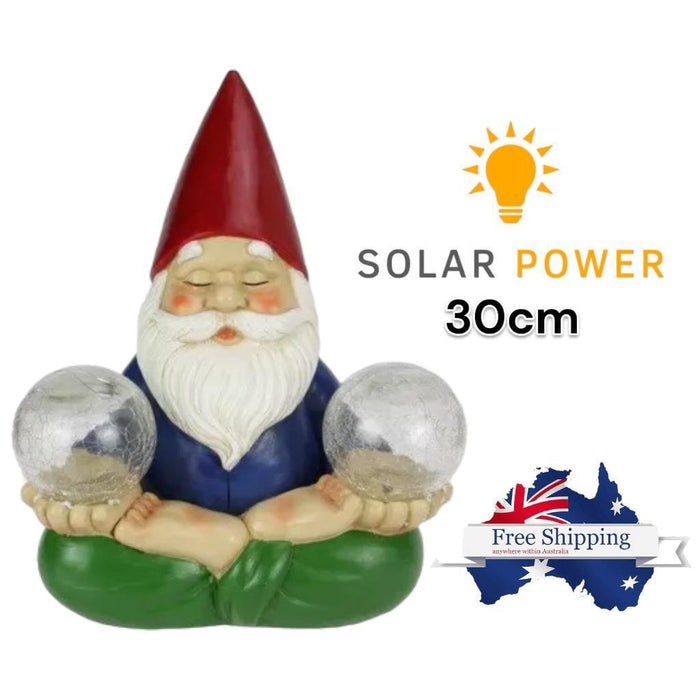 30cm Solar Powered Garden Gnome Gnomes Meditating Lights Gnome Garden Ornament