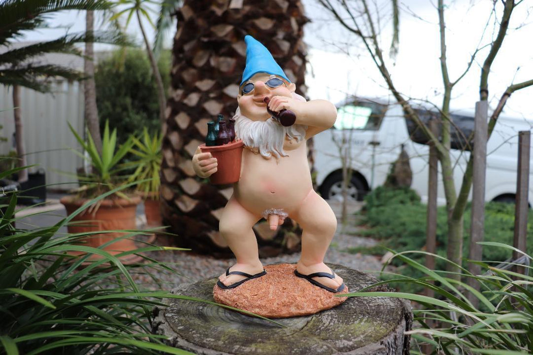 Garden Gnome Naked Nude Gnomes Drinking Beer Naughty Garden Ornament 29cm