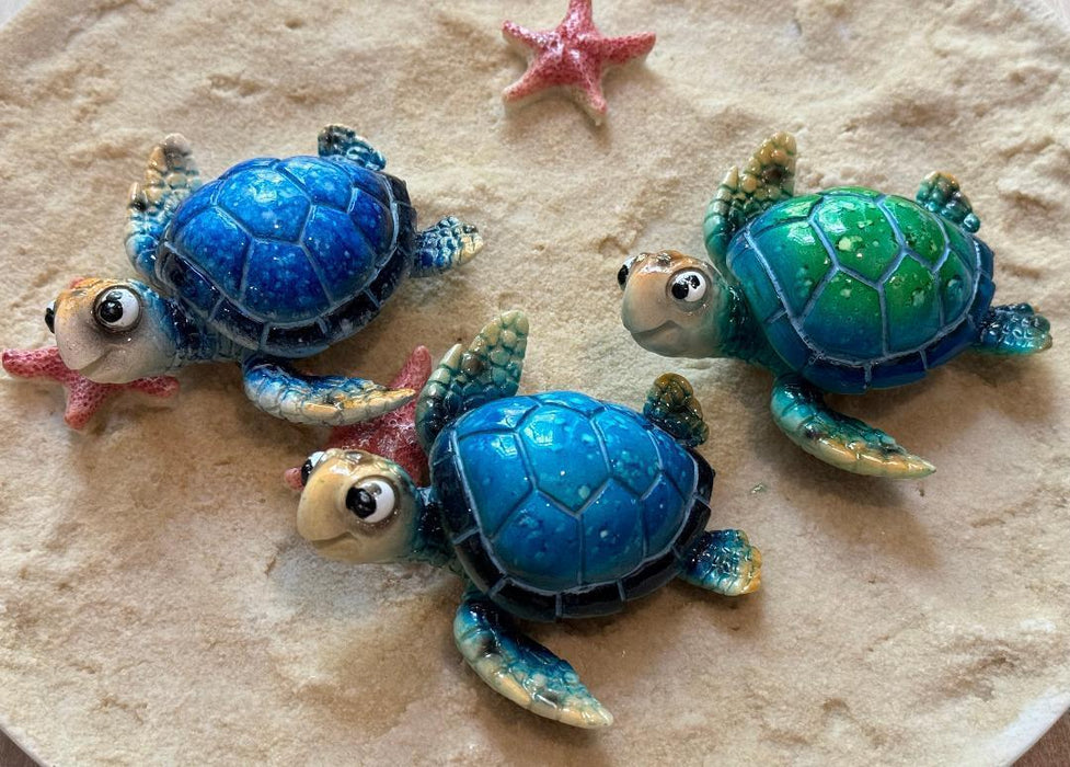 Sea Turtle Figurine Statue Turtles Fridge Magnet Garden Ornament 7.5cm set of 3