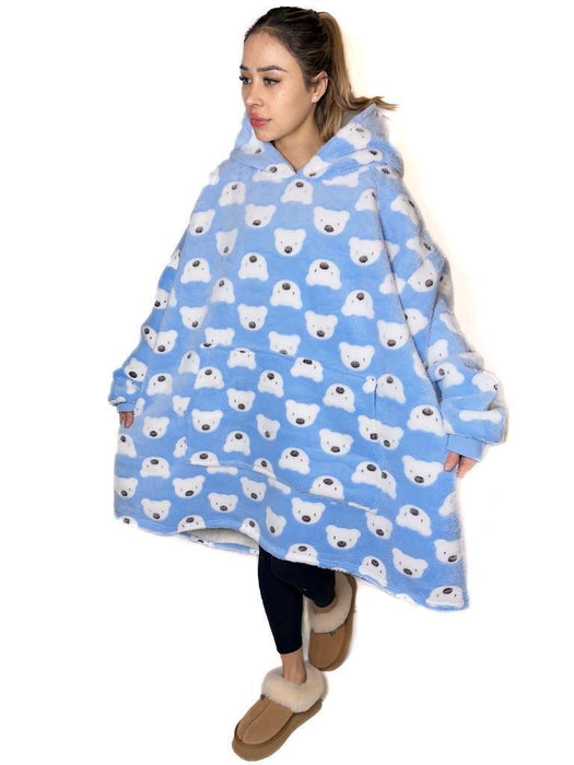 Hooded Blanket Soft Cozy Warm Fleece Wearable Oversize Blanket Hoodie