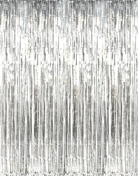 6x Foil Metallic Fringe Tinsel Curtain Silver Backdrop Door Party Decorations