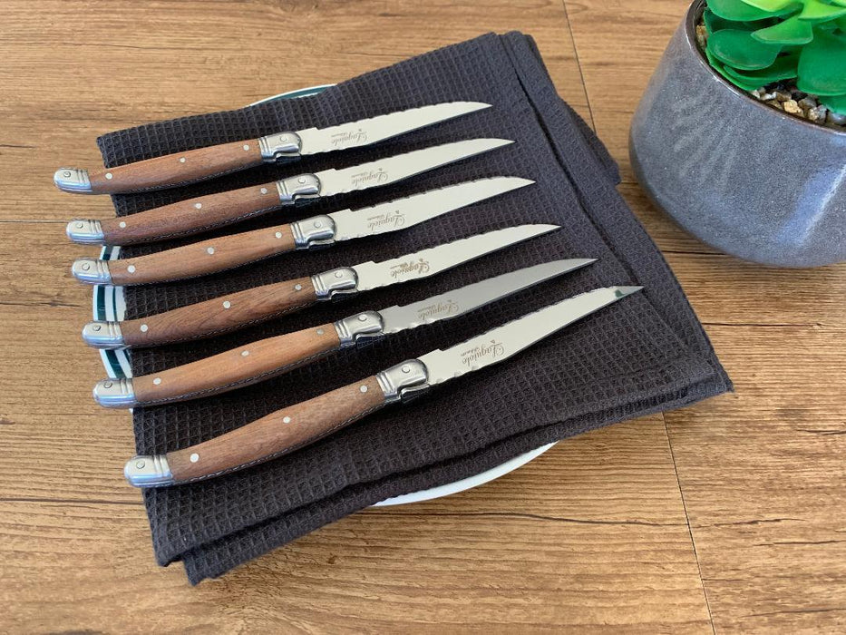 Chateau Laguiole Steak Knife Set Stainless Steel Blade with Knives Block 6pc